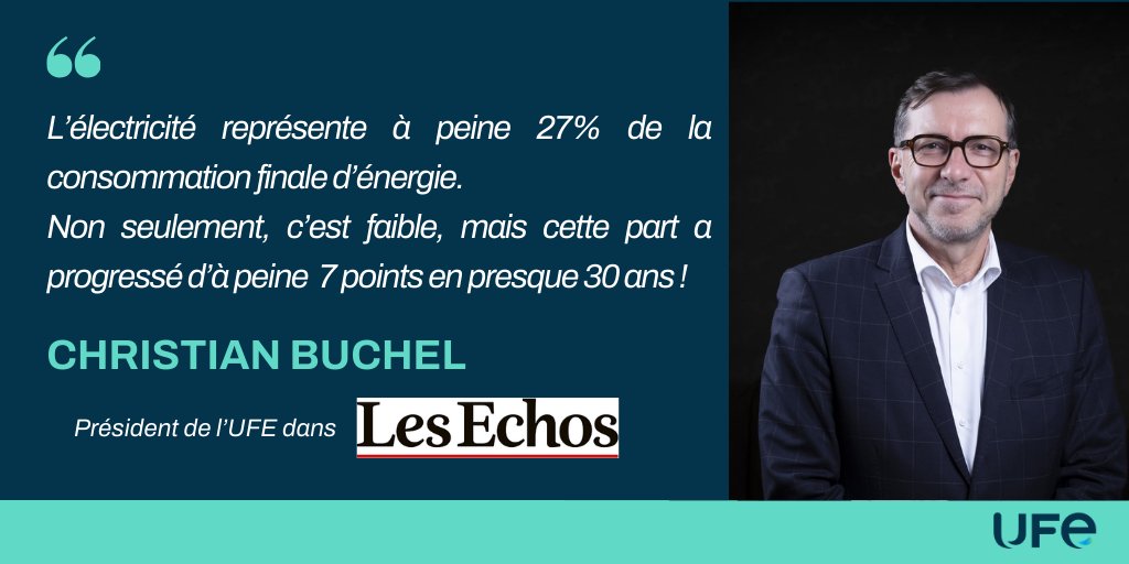 ufelectricite's tweet photo. L’électricité décarbonée est une chance pour la France, pour notre compétitivité, pour nos entreprises - de toutes tailles, pour le pouvoir d’achat des Françaises et des Français, et pour notre souveraineté.

En France, la Programmation Pluriannuelle de l’Énergie en cours de consultation fixe la part d'électricité dans la consommation d’énergie finale à 34% en 2030 et 54% en 2050.

Cela veut-il dire que nous ferions en 7 ans ce que nous n'avons pas fait en 30 ans ?

Au-delà des chiffres, qui ont été beaucoup débattus, ce qui est important, c’est de se fixer une vision de long terme, qui engage résolument notre pays sur la voie de l’électrification. Cela vaut tant à l’amont, pour la production d’électrons décarbonés, qu’à l’aval, pour les usages dans le chaud, dans le froid, dans nos déplacements, ou encore dans les process industriels. Il y a donc, à la fois urgence à agir et nécessité de tenir dans la durée.

1️⃣ La première erreur, serait de douter, tétanisés par tel ou tel élément de conjoncture, et de tourner le dos à l’électrification.

2️⃣ La seconde erreur, serait d’opposer entre eux les vecteurs d’électrification et d’alimenter les clivages, parfois les polémiques.

3️⃣ La troisième erreur serait que la politique énergétique française se renferme sur elle-même.

Envisager l’avenir énergétique uniquement à travers un prisme national affaiblit l’Europe. Et cela ne vaut pas que pour la France !

📰 @ChristianBuchel, président de l’UFE, revient sur les principaux enjeux et défis auxquels le secteur de l’électricité doit faire face pour répondre aux ambitions de décarbonation dans @LesEchos : https://t.co/v6fW2FWYRe
