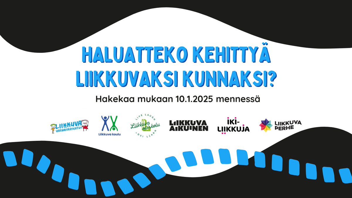 Haemme kuntia mukaan edistämään kunnan liikunnallista elämäntapaa 🤸‍♀️🚲🏃

Liikkuva kunta -toiminta käynnistyy vuoden 2025 alussa ja kestää vuoden 2025 loppuun. Hakekaa mukaan 10.1.2025 mennessä! 

Lisätietoja &amp; hakulomake 👉 liikkuvakoulu.fi/haluatteko-keh…

#LiikkuvaKunta
