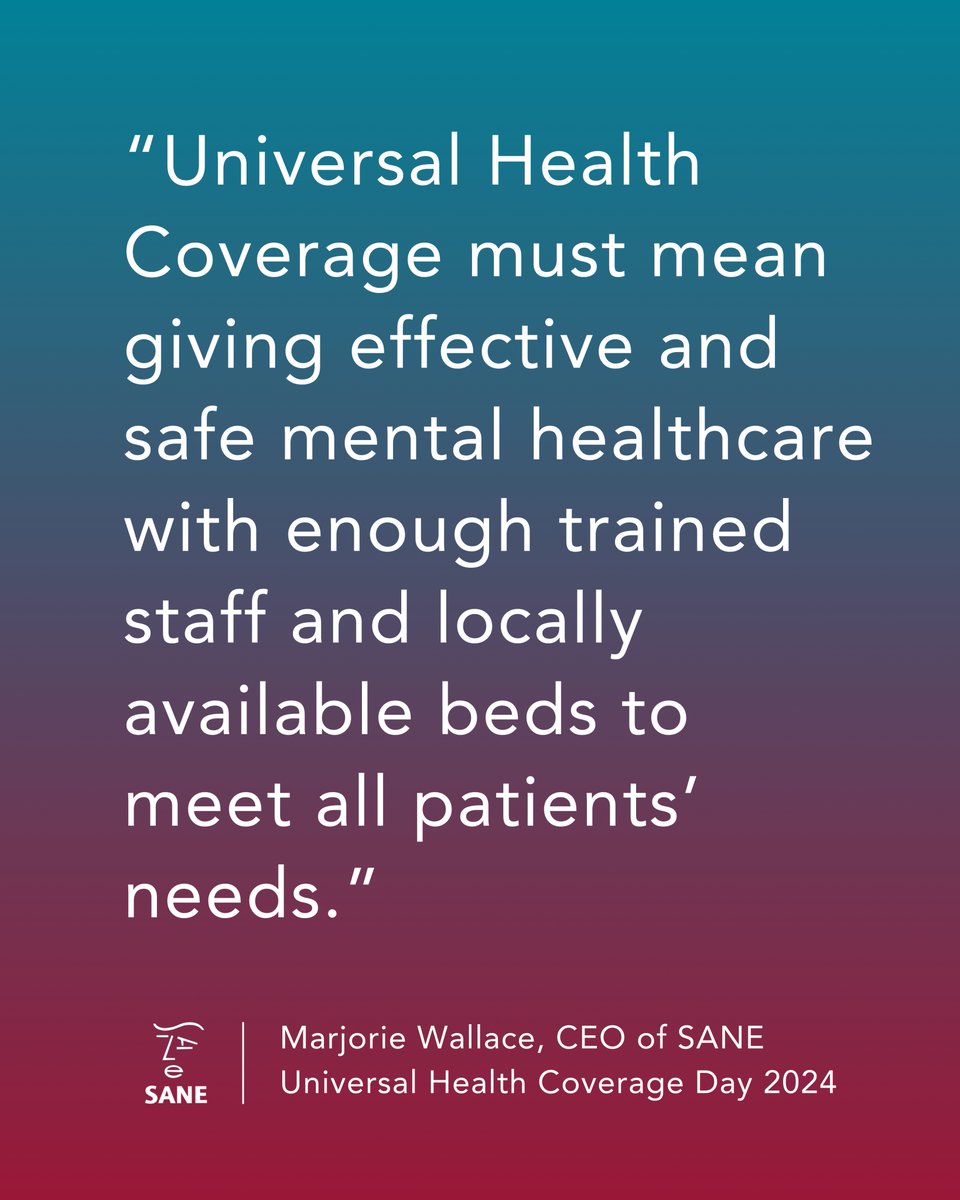 CharitySANE's tweet photo. It's Universal Health Coverage Day, and at SANE we believe health for all means mental and physical health are treated as equally important ✨
This #UHCD, we must advocate for a world where mental healthcare is accessible to all ❤️
#UniversalHealthCoverageDay https://t.co/x2EezJVLwG