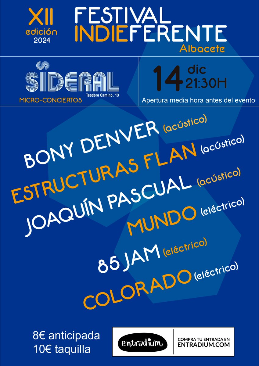 ModestoColorado's tweet image. Este es el cartel definitivo del #festivalindieferente. Sábado 14 dic, 21:30 H. Entradas: entradium.com/es/events/fest…