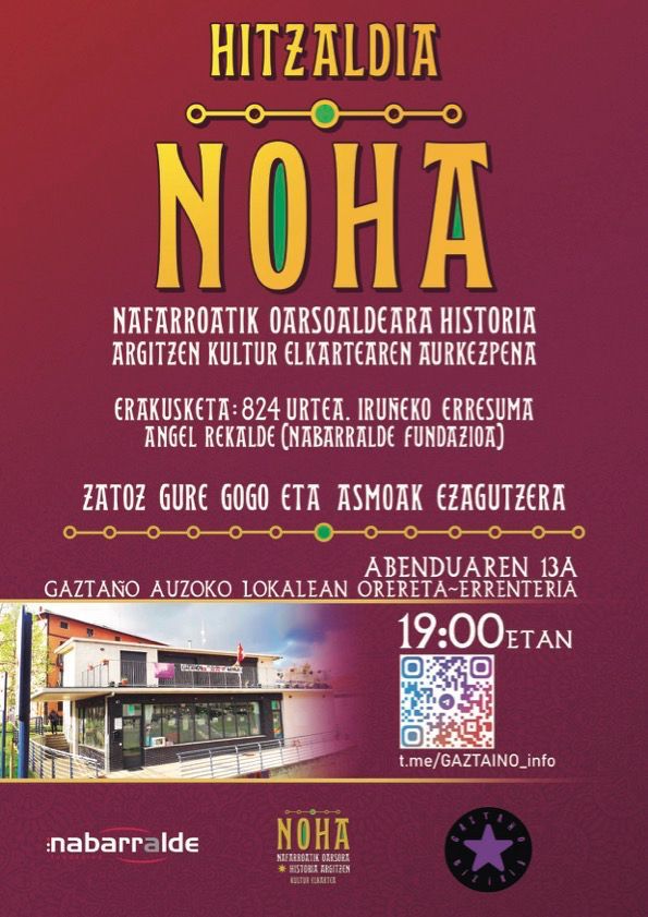 Adi! Oreretan egonen gara bihar, "824. Iruñeko erresuma" erakusketa aurkezten. Ez galdu! 

Hizlaria: <a href="/AngelRekalde/">Angel Rekalde</a> 
Lekua: Gaztaño auzoko lokalean
Ordua. 19:00etan