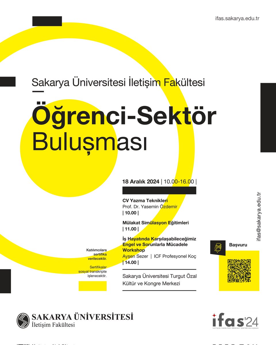 SAUMezun's tweet photo. İFAS 2024 kapsamında, İletişim fakültesi Öğrenci-Sektör Buluşması 18-19 Aralık tarihlerinde gerçekleştirilecek🚀 https://t.co/IlaYA1qhMw