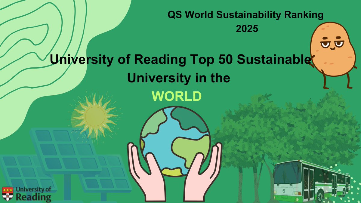 Big Announcement!!!! 
University of Reading has been ranked in the Top 50 in the World by QS Sustainability Ranking.

 #UniversityOfReading #SustainabilityRanking #QSRanking #Top50University #GlobalEducation #UniversityNews #QSWorldRankings
