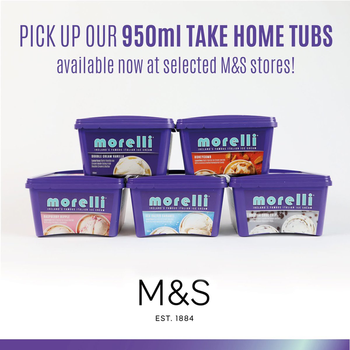 Morelli's Ice Cream (@morelli_1911) on Twitter photo Today we're Joyfully announcing that our full range of 950ml Take Home Tubs is available at selected M&S Foodhalls in NI & ROI Just in time for Christmas 🎄 Today we're Joyfully announcing that our full range of 950ml Take Home Tubs is available at selected M&S Foodhalls in NI & ROI Just in time for Christmas 🎄