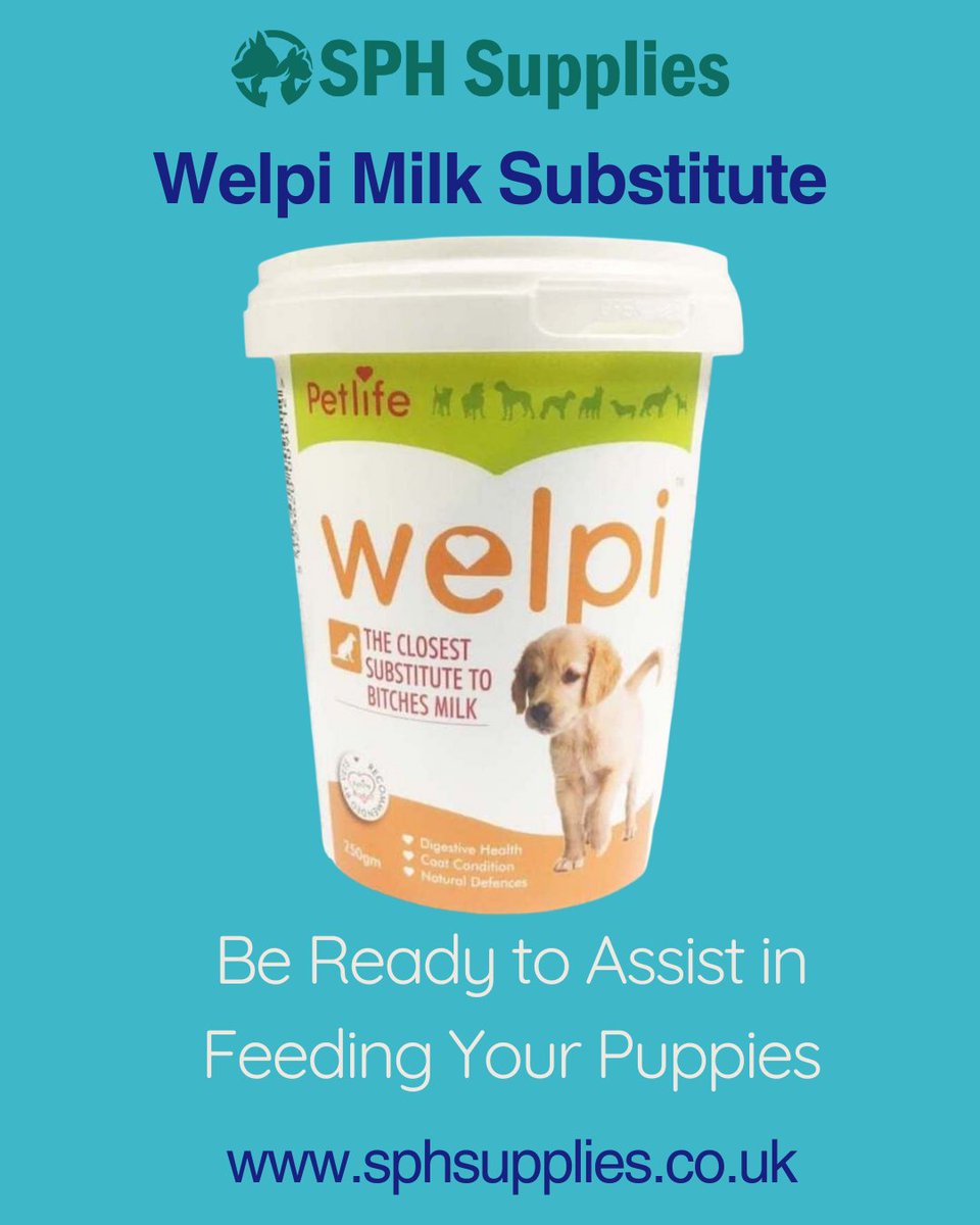 Welpi milk substitute for dogs 250gm
Welpi is the closest approximation to bitches milk.
sphsupplies.co.uk/shop/dogs-15/p…
#welpi #milksubstitute #puppymilk #puppyfeeding #mothersmilk #puppyhealth #puppynutrition