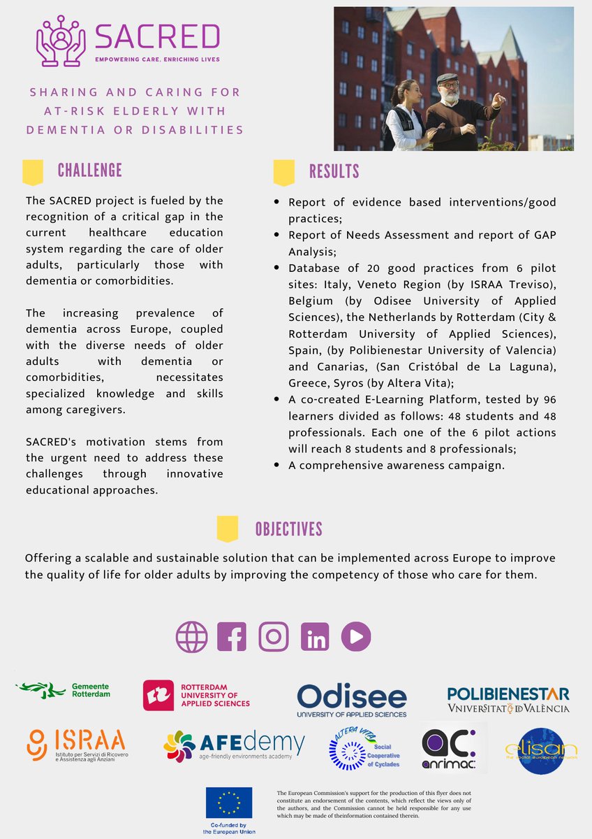 Julie Vanderlinden (@julievdld) on Twitter photo For the next 3 years, <a href="/OnderzoekOdisee/">OnderzoekOdisee</a> will collaborate with partners from The Netherlands, Belgium, France, Spain, Italy and Greece on the Improvement of QOL of (community-dwelling) older adults with #dementia #youngonsetdementia and #comorbidities. sacredproject.eu For the next 3 years, <a href="/OnderzoekOdisee/">OnderzoekOdisee</a> will collaborate with partners from The Netherlands, Belgium, France, Spain, Italy and Greece on the Improvement of QOL of (community-dwelling) older adults with #dementia #youngonsetdementia and #comorbidities. sacredproject.eu