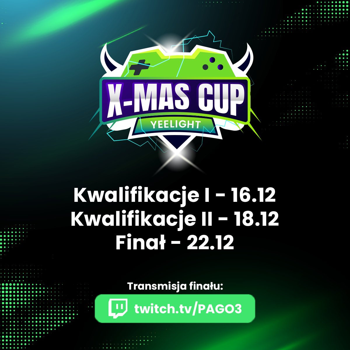🎄 Robimy sobie Yeelight X-MAS CUP razem z @arrmygg! 

Święta w esportowym klimacie, retro mapy w CS, kwalifikacje streamowane u <a href="/CHERRY5pl/">CHERRY5</a> a finał u <a href="/PagowskiMateusz/">PAGO</a> na Twitchu 📺

Kwalifikacje startują 16.12, do zgarnięcia 3k zł 💵
🔗 bit.ly/YeelightXmasCu…