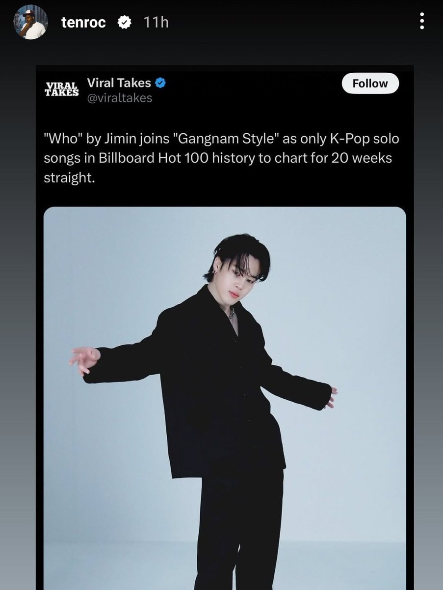 PJM_data's tweet photo. Jason “Tenroc” Cornet, co-producer of "Who", shared about the song charting for 20 weeks straight in Billboard Hot 100 and becoming the only K-Pop solo song to achieve this feat in billboard history along with "Gangnam Style" 🔥 https://t.co/5SWiWp2bT4