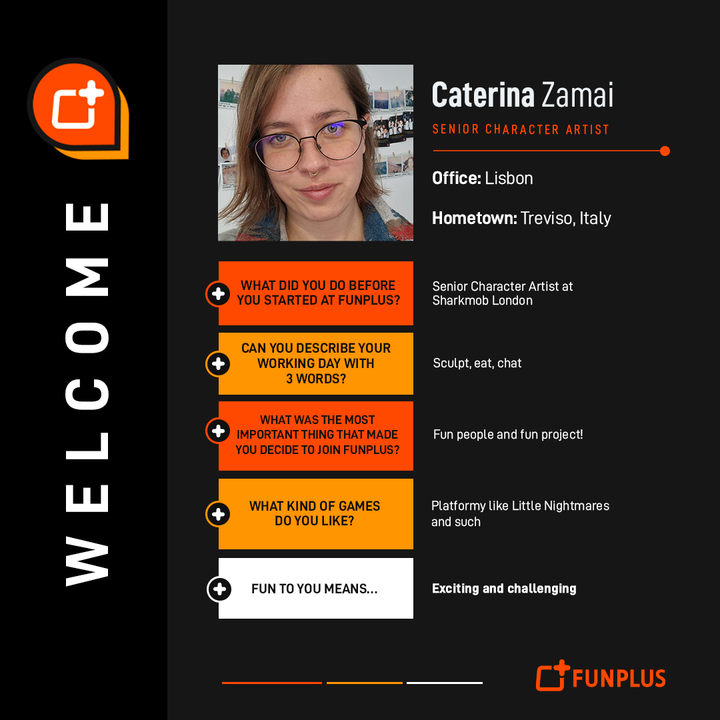 FunPlusGames's tweet image. 🎨👾We&apos;re thrilled to meet Caterina Zamai, joining our Lisbon office as a Senior Character Artist. With a rich background in the industry, Caterina hails from Treviso, Italy, and brings a passion for creating vibrant characters to life. Welcome, Caterina!

#FunPlus #FunPlusPeople