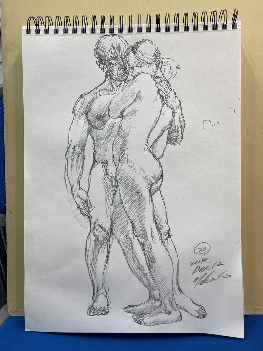 今日のクロッキー 20分
男女ダブルポーズ
#京都精華大学 #美術解剖学 