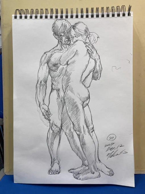 今日のクロッキー 20分
男女ダブルポーズ
#京都精華大学 #美術解剖学 