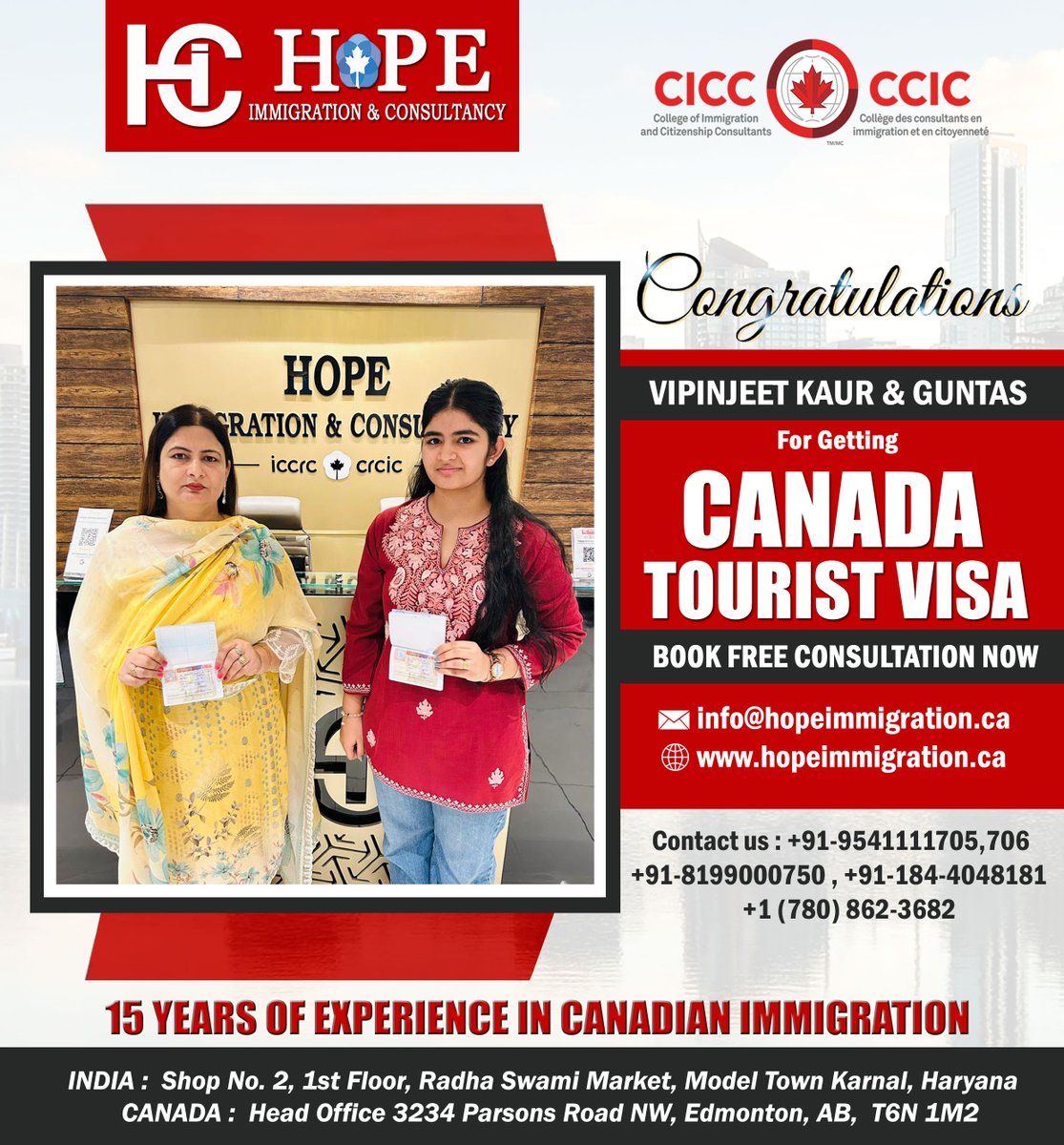 HopeImmigr1771's tweet image. Congratulations Vipinjeet Kaur &amp;amp; Guntas for Canada Tourist Visa. We wish them a very Happy Journey.  
You can be the Next!! 
Book free consultation now   
#spousalopenworkpermit #canadianjobs #workpermitcanada #CanadaVisa #canadaworkpermit #LMIA #hopeimmigration #CanadianPR