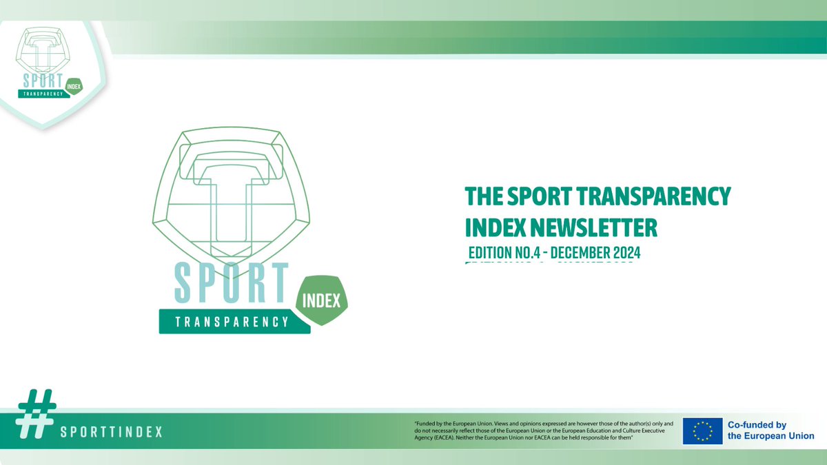 We are delighted to share the 4thSport Transparency Index newsletter!  

Please find the newsletter here: 
tinyurl.com/2p8ezch9 

And make sure to sign up: (tinyurl.com/msjebm8x) to become involved and stay up to date with the project!   

#sporttindex