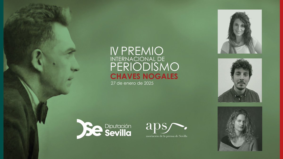 Asoc. Prensa Sevilla (@aprensasevilla) on Twitter photo Mª José Carmona, Daniel Sousa y Laura León, ganadores del IV Premio Internacional de #Periodismo ‘Manuel #ChavesNogales’, convocado por
<a href="/DIPUSEVI/">Diputación de Sevilla</a> y la APS.
Menciones especiales para Beatriz Lecumberri y Susana Girón.
La categoría de Televisión, desierta. asociacionprensa.org/maria-jose-car… Mª José Carmona, Daniel Sousa y Laura León, ganadores del IV Premio Internacional de #Periodismo ‘Manuel #ChavesNogales’, convocado por
<a href="/DIPUSEVI/">Diputación de Sevilla</a> y la APS.
Menciones especiales para Beatriz Lecumberri y Susana Girón.
La categoría de Televisión, desierta. asociacionprensa.org/maria-jose-car…