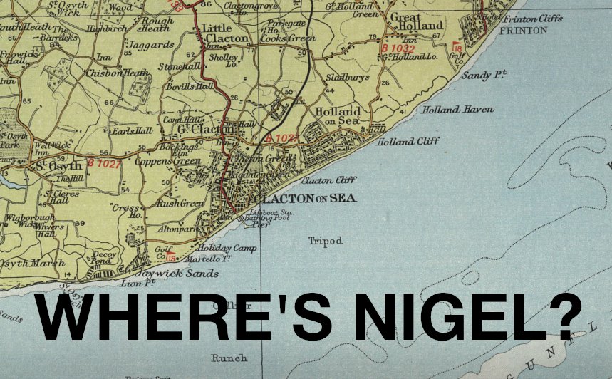 Where's Nigel?

Today's the THIRD meeting of the Long Term Plan for Towns (Clacton) Board. <a href="/Nigel_Farage/">Nigel Farage MP</a> hasn't attended ANY since being elected. Clacton's 1 of 55 towns to benefit from levelling up investment.

He's been in the USA for 2 of them. Guess where he is this weekend?
