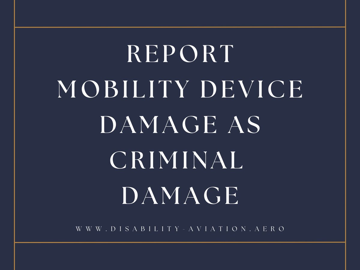 If an airline damages your mobility device, report it as criminal damage. It’s not just an inconvenience—it’s vandalism. Ask for airport police, file a report, &amp; get a crime reference number. No more excuses. Demand accountability. #DisabilityRights #AccessibleTravel