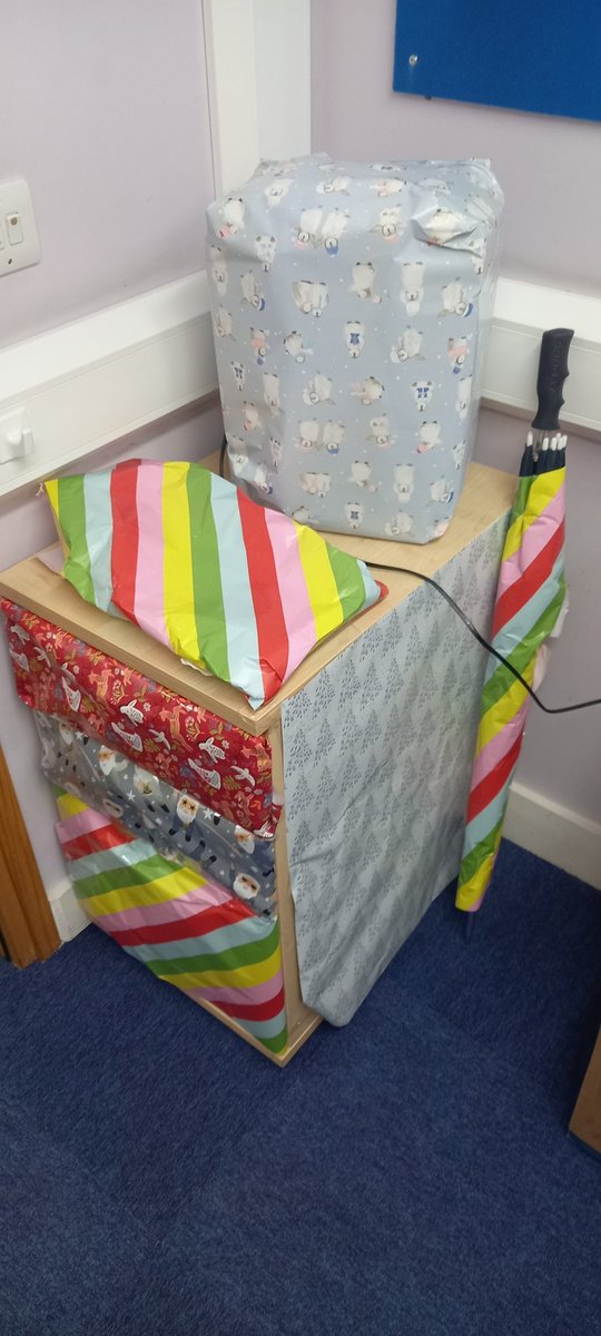 HighViewPrSch's tweet photo. Those naughty elves have been at it again! Mr Taylor was in for a surprise when arriving to work today! Nothing was left unwrapped... not even his @CPFC mouse mat! #ElfOnTheShelf #Christmas2024 #Christmas #surprise #funstaff https://t.co/AhX8A4y8T6