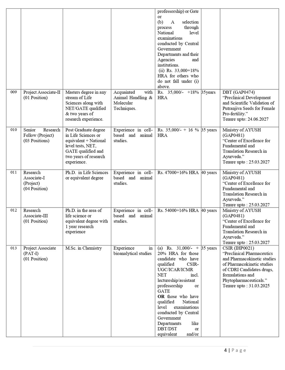 CSIR_CDRI's tweet image. Walk-in-interview for engagement of #ProjectStaff under different Projects @CSIR_CDRI #Lucknow on 19/12/2024 (For Position Code No. 001 to 012, Area of Life Sciences) 
👉🏻cdri.res.in/pdf/recruitmen…

@CSIR_IND @HRDG_CSIR @IndiaDST @mybharatgov @Employ_News @ScienceNews
