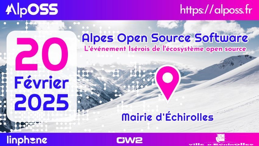 Arawa_fr's tweet photo. 🔥 #AlpOSS2025 : la société Arawa sera présente en tant que sponsor et exposant à la 2nde édition de l'#AlpOSS ! Rendez-nous visite à notre stand à hôtel de ville d'Échirolles le 20 février 2025.
👋 @ow2 @Echirolles38
#️⃣ #LogicielsLibres #FreeSoftware #FLOSS #FOSS #TransfoNum https://t.co/b6o8h9dZBW