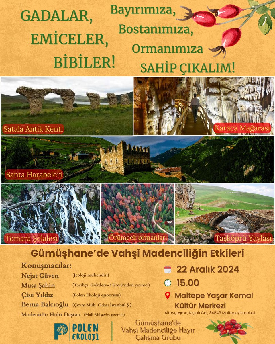 POLEN Ekoloji Kolektifi (@polenekoloji) on Twitter photo 🚨Gümüşhane’de Vahşi Madenciliğin Etkileri Paneli
Altın madenciliği ile mücadele etmek için bir ay önce başlatılan Yaşam Altından Değerlidir(<a href="/AltinMdYasakla/">Yaşam Altından Değerlidir</a>) kampanyası kapsamında, Gümüşhane'de Vahşi Madenciliğe Hayır Çalışma Grubu ve Polen Ekoloji olarak, Gümüşhane’de yapılmak 🚨Gümüşhane’de Vahşi Madenciliğin Etkileri Paneli
Altın madenciliği ile mücadele etmek için bir ay önce başlatılan Yaşam Altından Değerlidir(<a href="/AltinMdYasakla/">Yaşam Altından Değerlidir</a>) kampanyası kapsamında, Gümüşhane'de Vahşi Madenciliğe Hayır Çalışma Grubu ve Polen Ekoloji olarak, Gümüşhane’de yapılmak