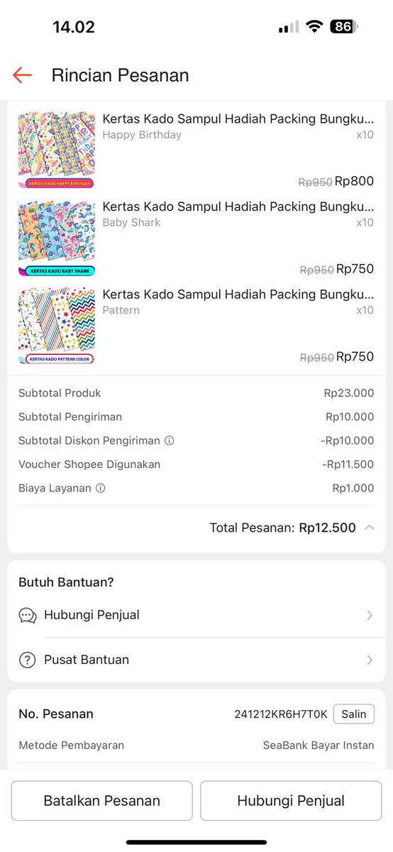 anisaandya's tweet photo. @RacunBelanja Yang 1.200 ama 120 susah, jadi yg 12k aja beli kertas kado😅 https://t.co/peXqSywIh8