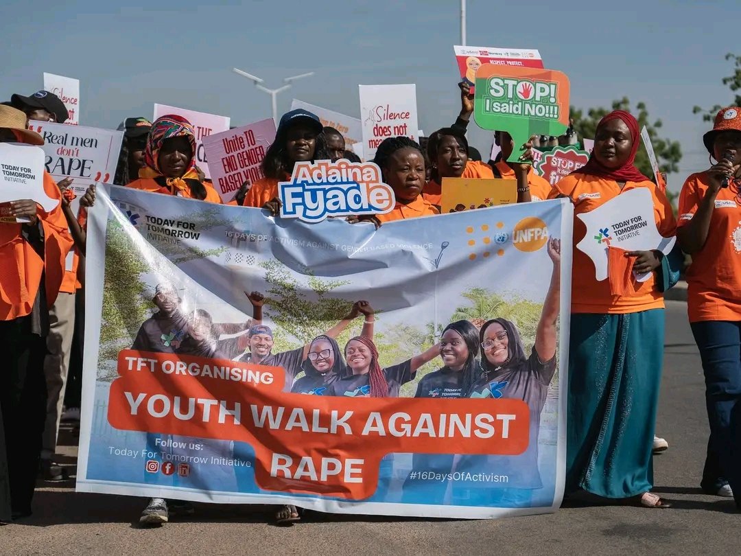 ActivistaYola's tweet photo. As part of the 16 Days of Activism against Gender-Based Violence (GBV), Activista Yola joined hands with Today For Tomorrow Initiative Yola and various youth-led organizations to organize a walk against GBV in Adamawa State. https://t.co/gv4b2iiOdm