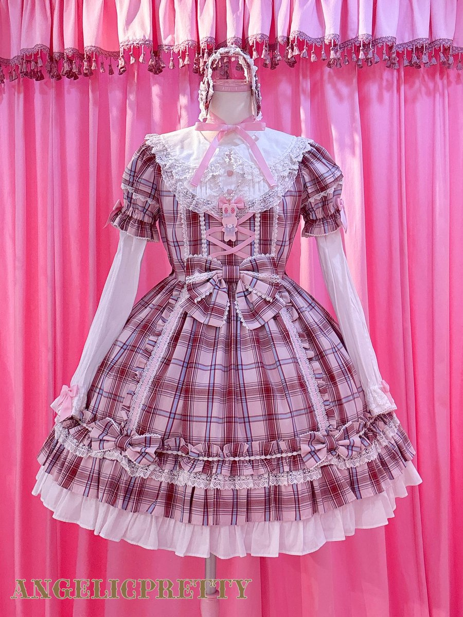 ♡Dolly Girl付け袖ワンピース(タータン) ¥41,800 ♡ おしゃまフリル