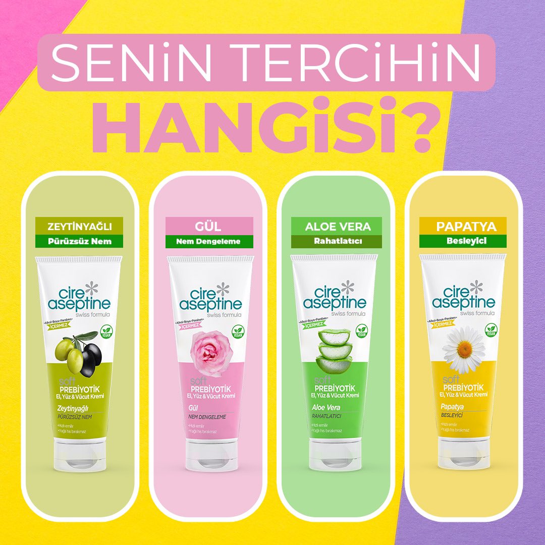 cireaseptinetr's tweet photo. Cire Aseptine soft el kremlerinden senin favorin hangisi? 

#cireaseptine #guzelsecim #elkremi https://t.co/pcocqAWGSt