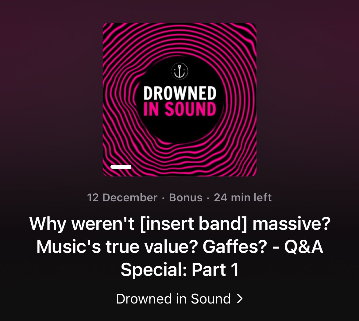 Drowned in Sound ⚓️ (@drownedinsound) on Twitter photo To mark 24 years of Drowned in Sound we asked you for some questions 
And boy did you deliver 
Part 1 of our Q&A podcast just dropped - did your question get answered? To mark 24 years of Drowned in Sound we asked you for some questions 
And boy did you deliver 
Part 1 of our Q&A podcast just dropped - did your question get answered?