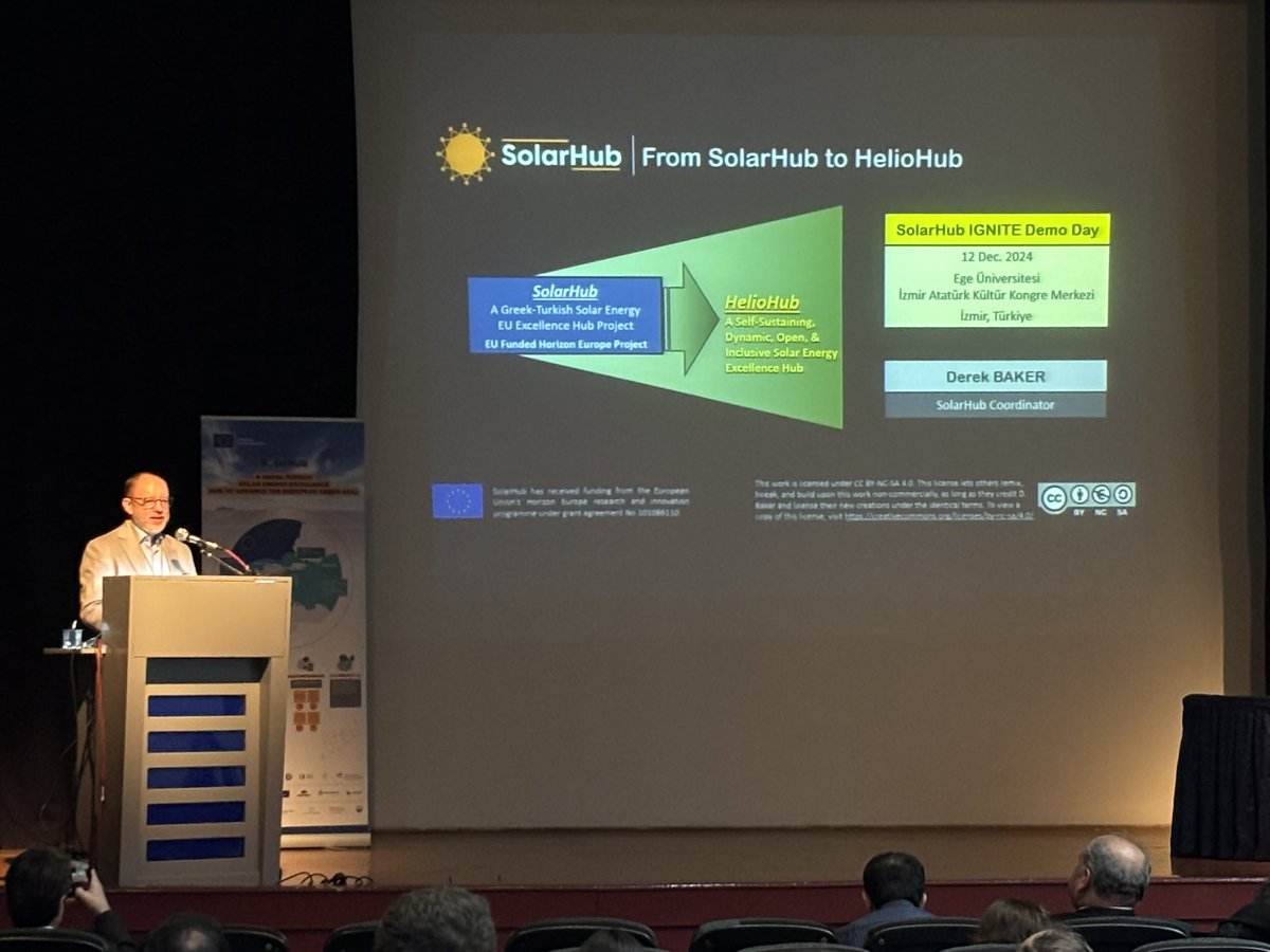 adiloran's tweet photo. Dr. #DerekBaker from @METU_ODTU introducing the #SolarHub project and targets “From SolarHub to HelioHub” https://t.co/5o4QDJ1iqs