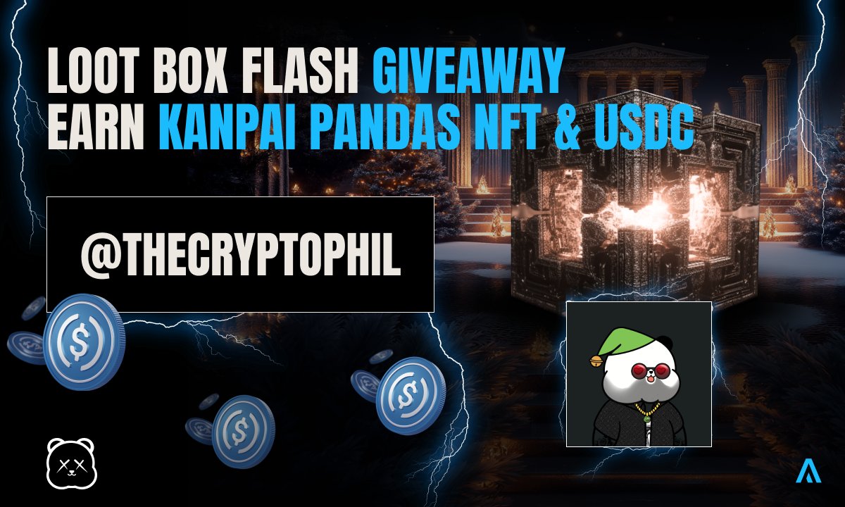 #Giveaway <a href="/AgoraHub_io/">Agora - Web3's Opportunity Arena</a> à l'occasion de la Loot Box Flash KANPAI PANDAS le 17 décembre à 17h

Prix: NFT <a href="/KanpaiPandas/">Kanpai Pandas 🐼</a> &amp; $23,000 USD

3 loot box à remporter !

1️⃣ Suivez <a href="/AgoraHub_io/">Agora - Web3's Opportunity Arena</a>
2️⃣ Suivez <a href="/TheCryptophil/">TheCryptoPhil 🎙️🎮</a>
3️⃣ Aimez &amp; retweetez
4️⃣ Tag 2 amis

Tirage 13/12 à 18h CET