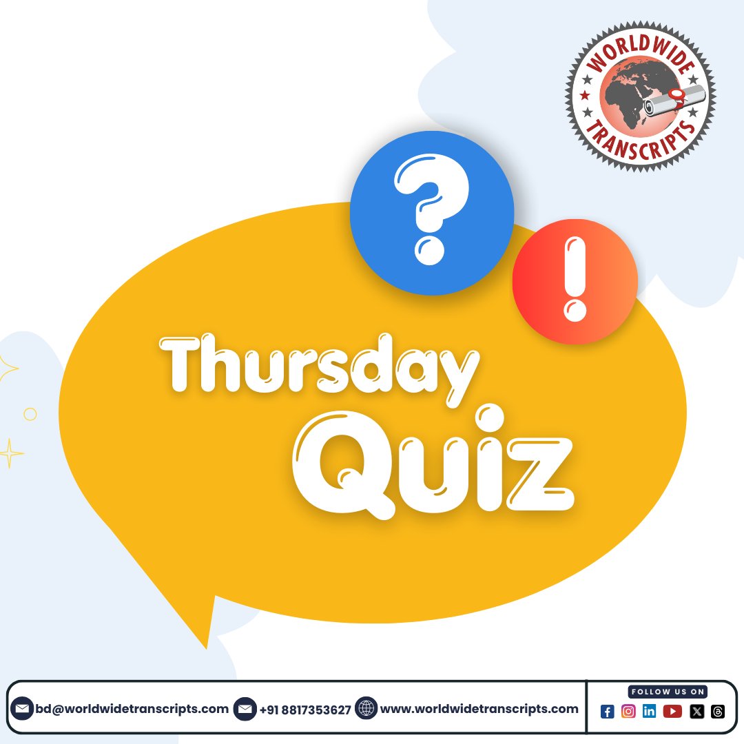 Wwtranscripts's tweet photo. Think You Know Everything About University Transcripts? Prove It! 🎓

📜 Quiz Time!
University transcripts are essential documents, but do you know what key information they include? 🤔

🎯 Let’s see how many of you can get it right!

#QuizTime #UniversityTranscripts #ThinkSmart https://t.co/Asir6JrLJo