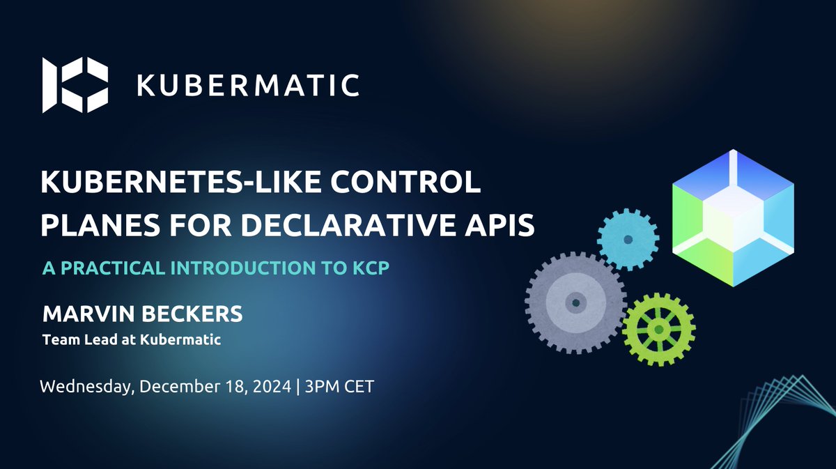 Kubermatic (@kubermatic) on Twitter photo 📢 Join our upcoming webinar where Marvin Beckers, Engineering Team Lead at Kubermatic and <a href="/kcp/">kcp - Kubernetes-like Control Plane</a> maintainer, will dive deep into how kcp supercharges Kubernetes for declarative APIs.
Don’t miss out – register now! 🔗hubs.li/Q02-xrk10
#Kubernetes #kcp #CloudNative #API 📢 Join our upcoming webinar where Marvin Beckers, Engineering Team Lead at Kubermatic and <a href="/kcp/">kcp - Kubernetes-like Control Plane</a> maintainer, will dive deep into how kcp supercharges Kubernetes for declarative APIs.
Don’t miss out – register now! 🔗hubs.li/Q02-xrk10
#Kubernetes #kcp #CloudNative #API