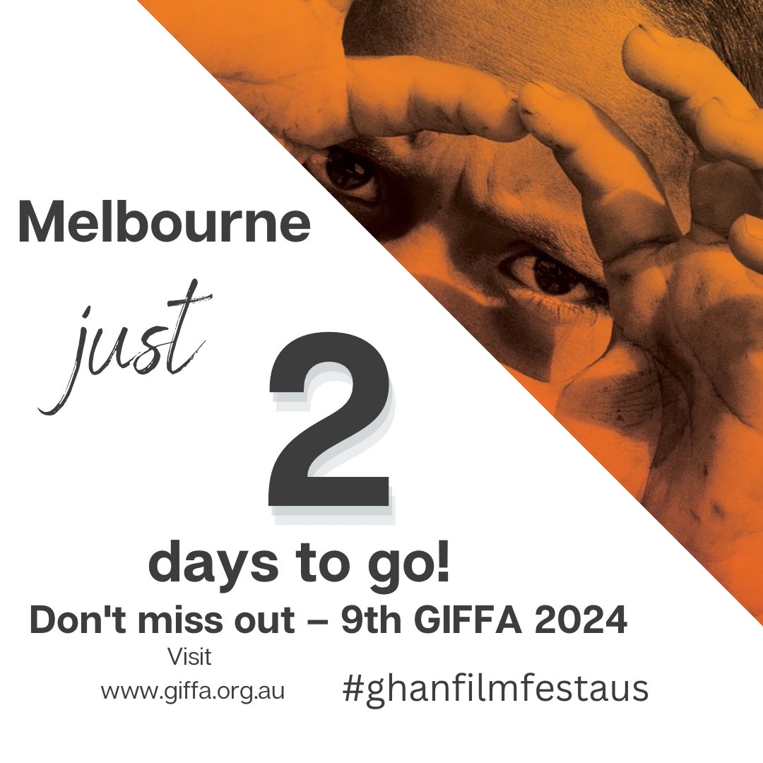 Only 2 days to go to 9th GIFFA 2024 Melbourne, Haven't got your tickets yet? here is the link: 
events.humanitix.com/giffamelbourne

دو روز تا نهمین دور جشنواره فلم های 
افغانستان “گان” در داندینانگ ملبورن در استرالیا.  
جزییات و تکت را از این لینک میتوانید به دست آورد.
