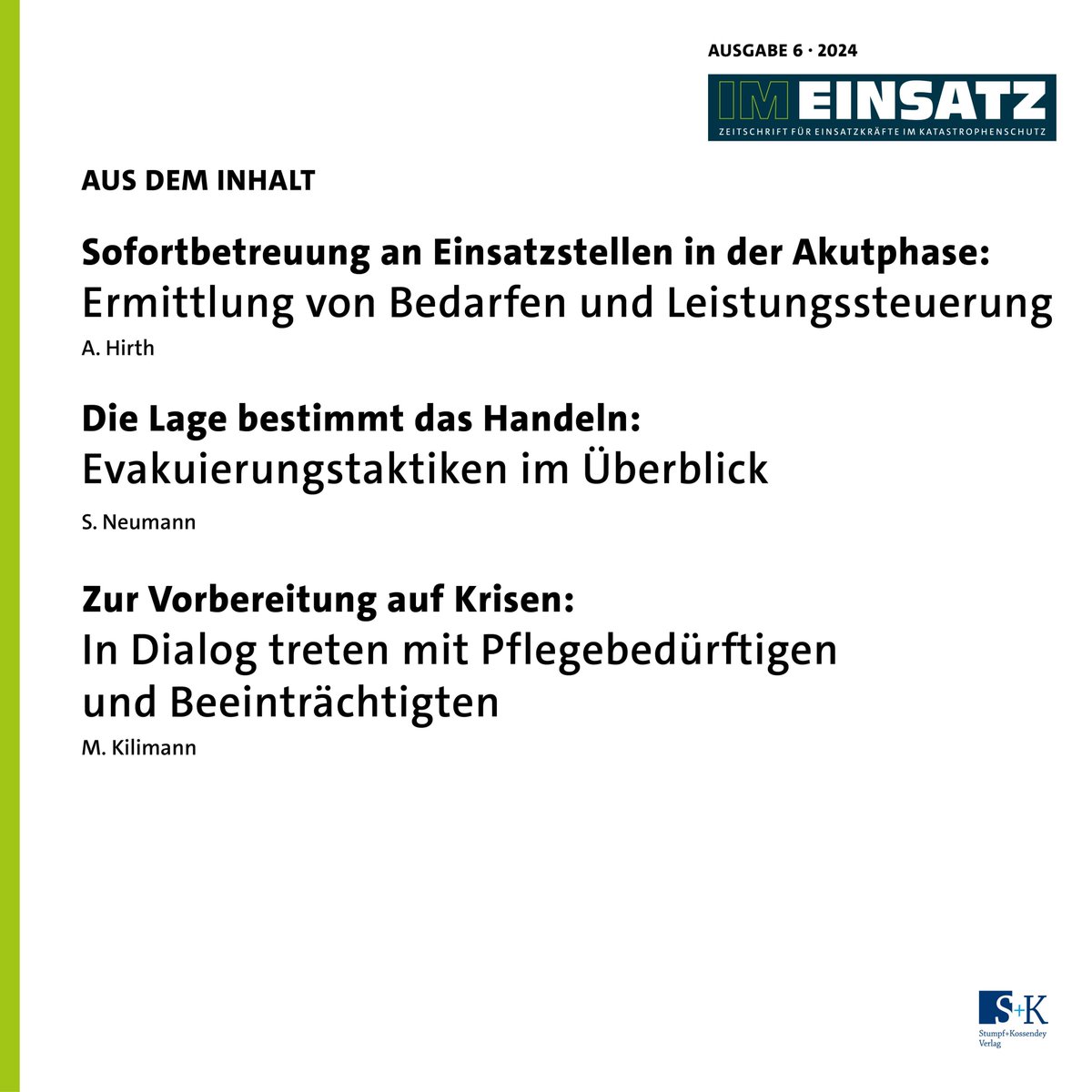 im_einsatz's tweet photo. Die neue IM EINSATZ ist da! – „Evakuierung und Betreuung" ist das Thema der letzten Ausgabe in diesem Jahr. 

Mehr auf https://t.co/nOo7cYajb1 | #Rettungsdienst #NotSan #RettSan #Feuerwehr #Bevölkerungsschutz #Katastrophenschutz #Betreuung #Evakuierung

https://t.co/YYtSwTg2J8 https://t.co/IBBKo44Vkx