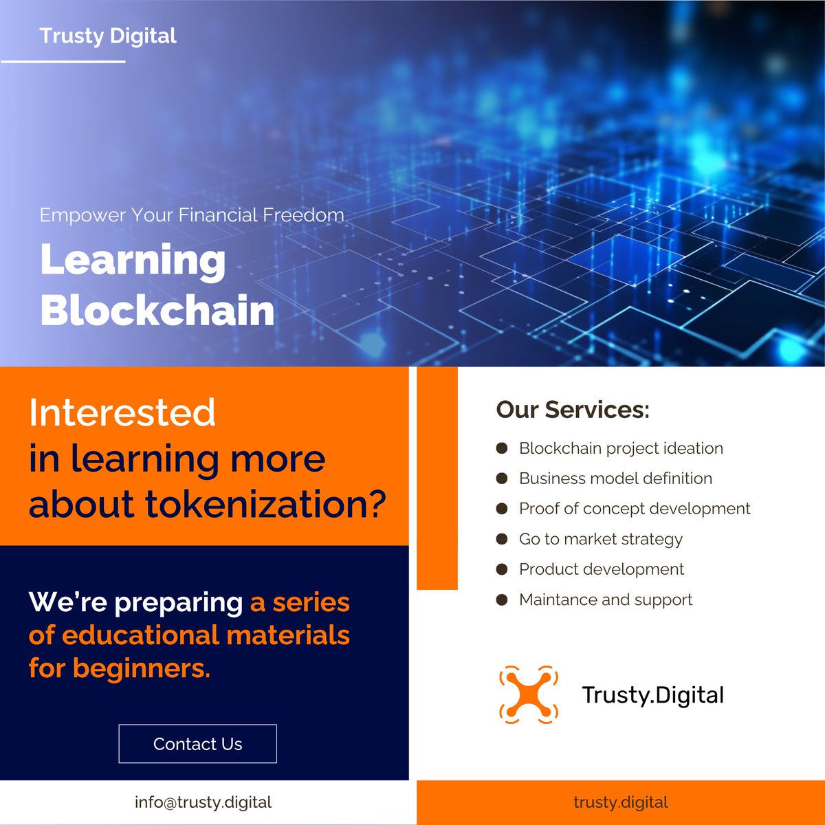 DigitalTrusty's tweet image. 𝗟𝗲𝗮𝗿𝗻𝗶𝗻𝗴 𝗕𝗹𝗼𝗰𝗸𝗰𝗵𝗮𝗶𝗻
📚 Interested in learning more about tokenization? We’re preparing a series of educational materials for beginners. What topics interest you the most?
#LearnBlockchain #TokenizationForAll #Algorand