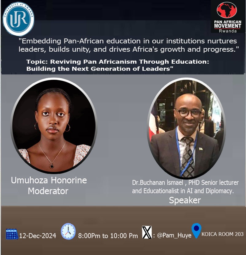 Pan African Movement UR-Huye Campus (@pam_huye) on Twitter photo We are thrilled to invite you to a special Pan-African Movement Session happening tonight at Huye Campus. This inspiring gathering will offer a unique opportunity to engage with like-minded individuals and gain valuable insights from an expert speaker.
<a href="/pamrwanda/">Pan African Movement</a> We are thrilled to invite you to a special Pan-African Movement Session happening tonight at Huye Campus. This inspiring gathering will offer a unique opportunity to engage with like-minded individuals and gain valuable insights from an expert speaker.
<a href="/pamrwanda/">Pan African Movement</a>