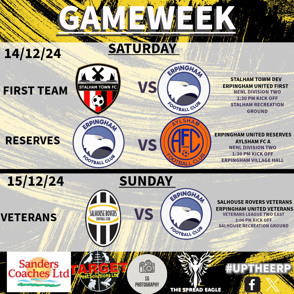 Erpingham United (@erpinghamfc) on Twitter photo All three teams are in action this weekend.
The first team travels away to <a href="/StalhamTown/">Stalham Town FC</a> Development.
The reserves welcome <a href="/aylsham_fc/">Aylsham FC</a> A.
The veterans travels away to <a href="/Salhouse_Rovers/">Salhouse Rovers Football Club</a> Veterans. All three teams are in action this weekend.
The first team travels away to <a href="/StalhamTown/">Stalham Town FC</a> Development.
The reserves welcome <a href="/aylsham_fc/">Aylsham FC</a> A.
The veterans travels away to <a href="/Salhouse_Rovers/">Salhouse Rovers Football Club</a> Veterans.