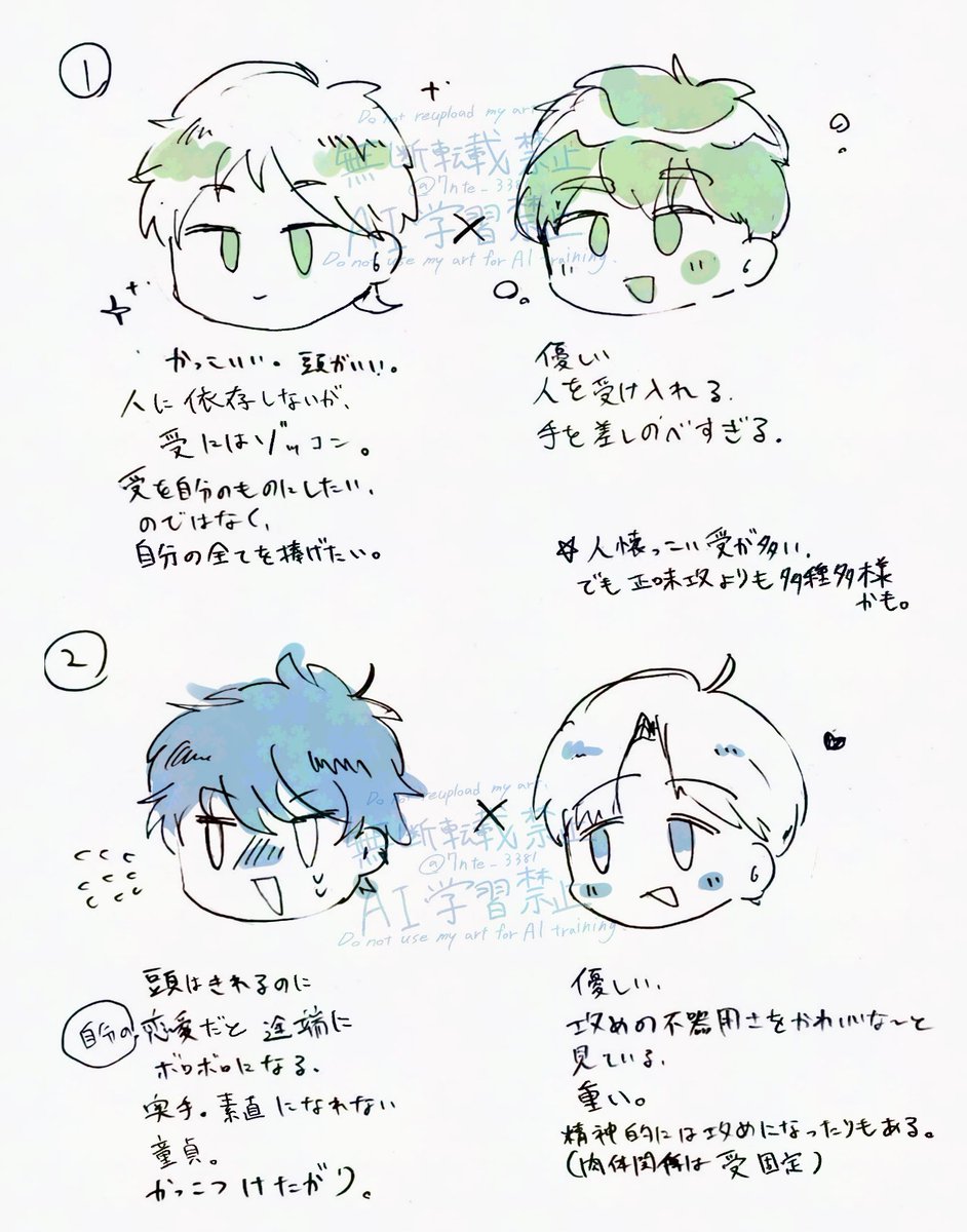 推しカプこんな感じ。という絵。絵垢の転用。 