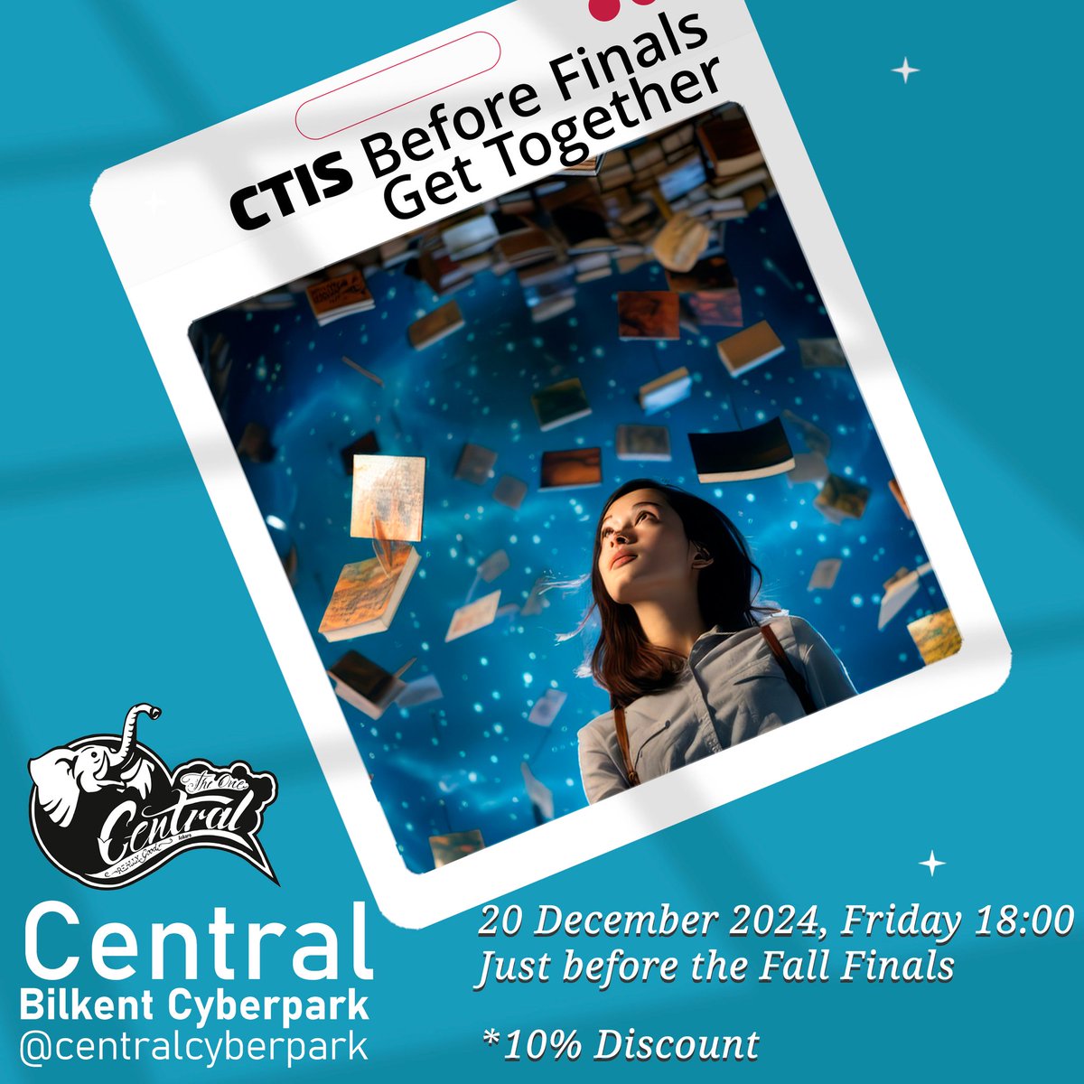 CTIS family is inviting you to this Year's first Get Together, @ Central - Bilkent Cyberpark on Friday, 20th of December at 18:00, just before the Fall Finals. CTIS alumni, students, faculty, and friends, are all cordially welcome. #CTISGetTogether