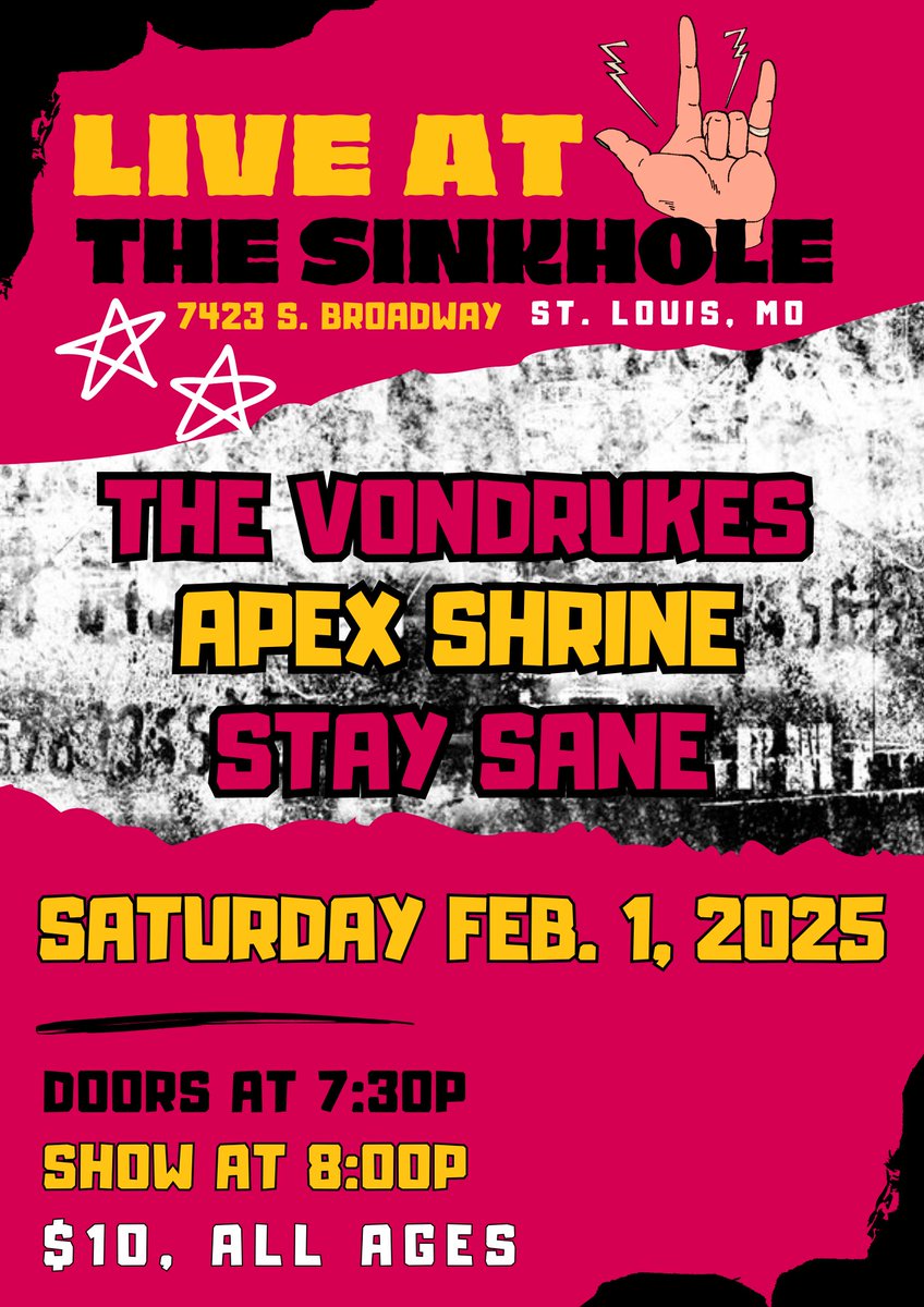 The Vondrukes (@thevondrukes) on Twitter photo Tell your friends to mark their calendars. #music #stl #supportlocal #localmusic #originalmusic #stlmusic <a href="/sinkholestl/">The Sinkhole</a> <a href="/ApexShrine/">Apex Shrine</a> Tell your friends to mark their calendars. #music #stl #supportlocal #localmusic #originalmusic #stlmusic <a href="/sinkholestl/">The Sinkhole</a> <a href="/ApexShrine/">Apex Shrine</a>