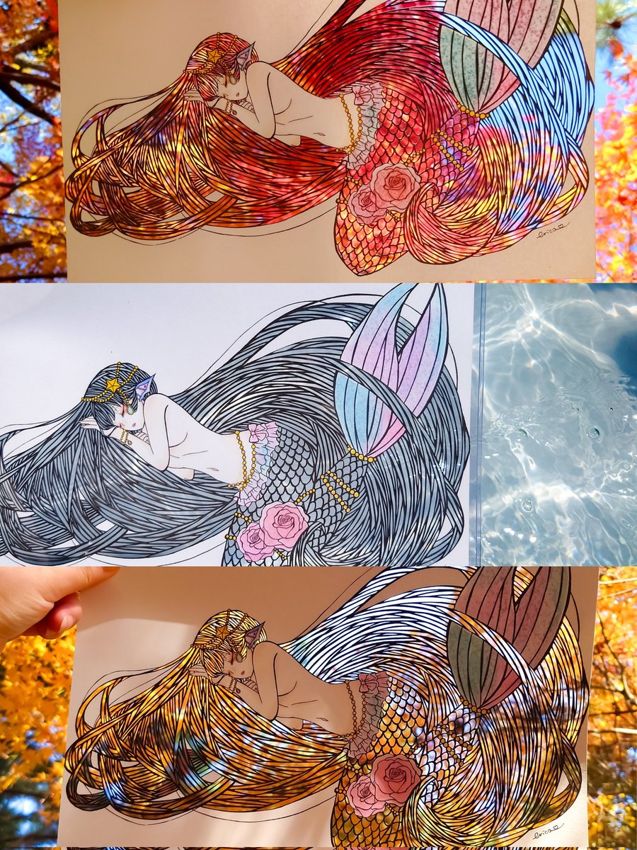 #今年も残りわずかなので今年一番伸びた絵を貼る 

今年制作した人魚姫🧜‍♀️ 