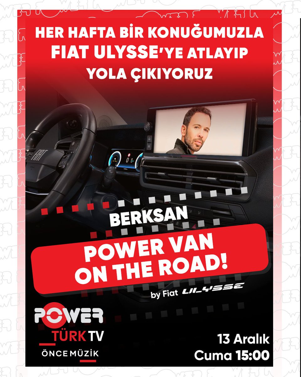 Berksan ile birlikte FIAT ULYSSE’ye atlayıp yola çıktık.🌟 'Power Van On The Road'un yeni bölümü 13 Aralık Cuma saat 15:00'te PowerTürk TV'de.⠀⠀⠀⠀⠀⠀
⠀⠀⠀⠀⠀⠀
#berksan #PowerTürk #fiatulysse #powervanontheroad #müzik <a href="/Berksanofficial/">BERKSAN</a>
