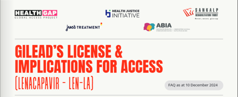 HealthJusticeIn's tweet photo. 📣📣JUST IN 📣📣

CSO FAQ on LEN-LA (lenacapavir) and the Gilead Licensing 'Deal':
📲
https://t.co/fjCAXR8t87

By: Coalition v Gilead Greed -
@HealthJusticeIn
@HealthGAP
@JustTreatment
@GTPI
#SankalpRehabTrust https://t.co/yirfs7ZBZG