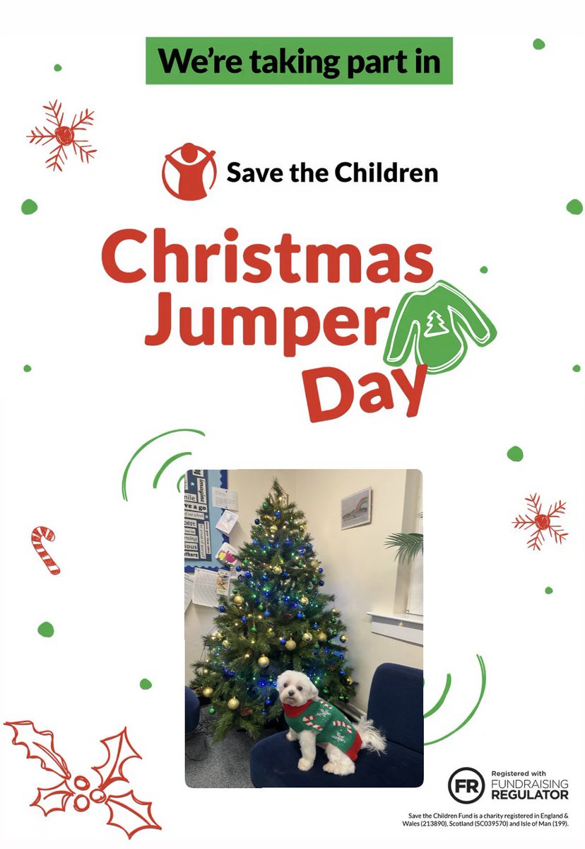 Our therapet Milo is ready for <a href="/savechildrenuk/">Save the Children UK</a> #ChristmasJumperDay … are you?!