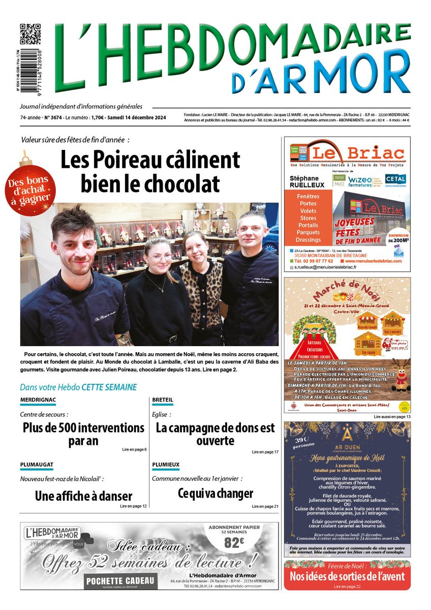 HebdoArmor's tweet photo. La Une du samedi 14 décembre 2024.
https://t.co/dVd9FKXNPI https://t.co/tQVdxzEvEc