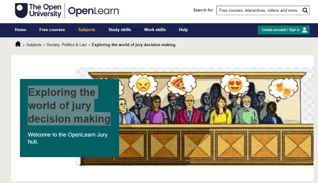 👩🏽‍⚖️Explore the world of jury decision making in #OUFreeLearning👩🏻‍⚖️

Check out the jury hub resources here.. 
ow.ly/x3a650Ulssx