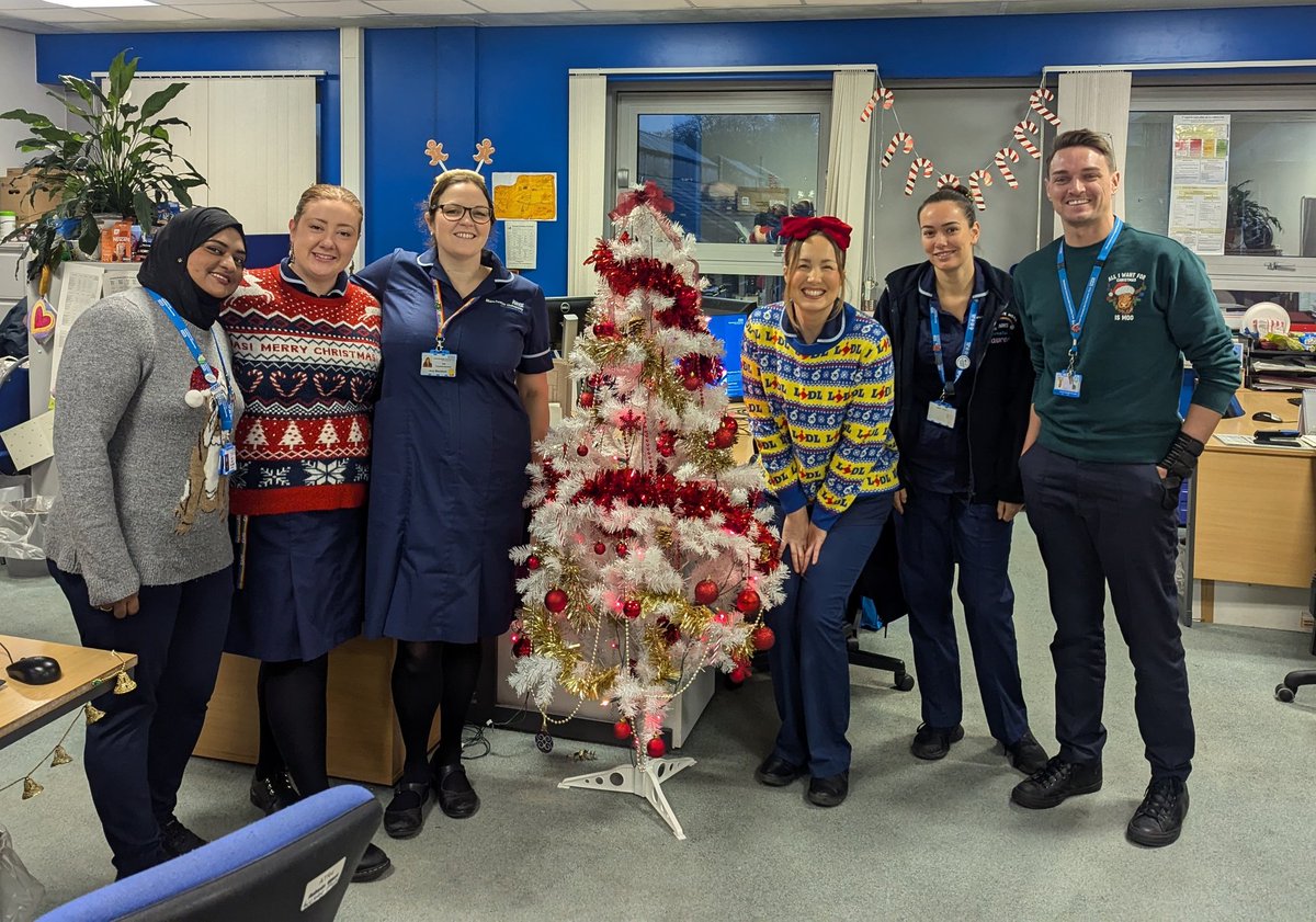 Happy National Christmas Jumper from the festive PBEs 🎄🧑‍🎄
<a href="/MFT_Charity/">Manchester Foundation Trust Charity</a> <a href="/WorkforceMatron/">Kate Robinson</a> <a href="/BeckieHughes8/">Beckie Hughes 💛💫</a> <a href="/PAIGILLY/">Claire Entwistle CMgr MCMI</a> <a href="/MFTnhs/">MFT NHS</a>