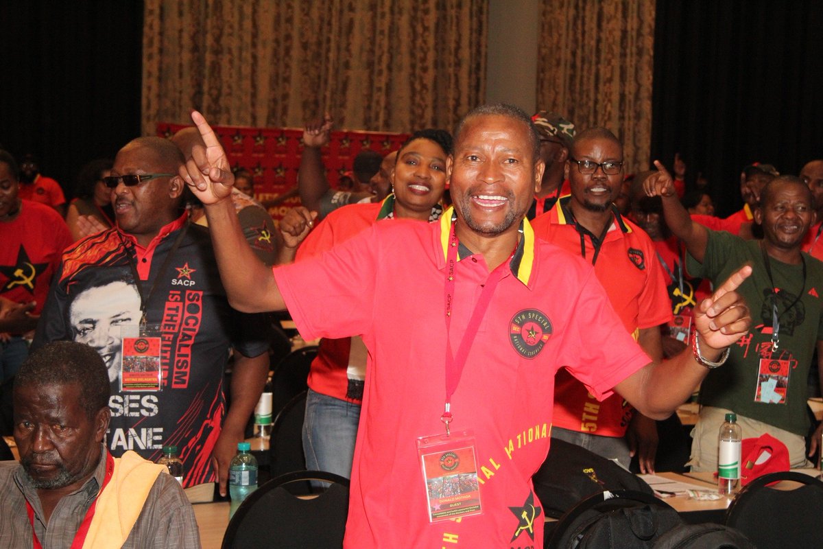SACP1921's tweet photo. Day 2: Delegates singing revolutionary songs during the 5th National Special Congress.
#5thNationalSpecialCongress
#5NSC
#SACP https://t.co/P3o1C0aIAB