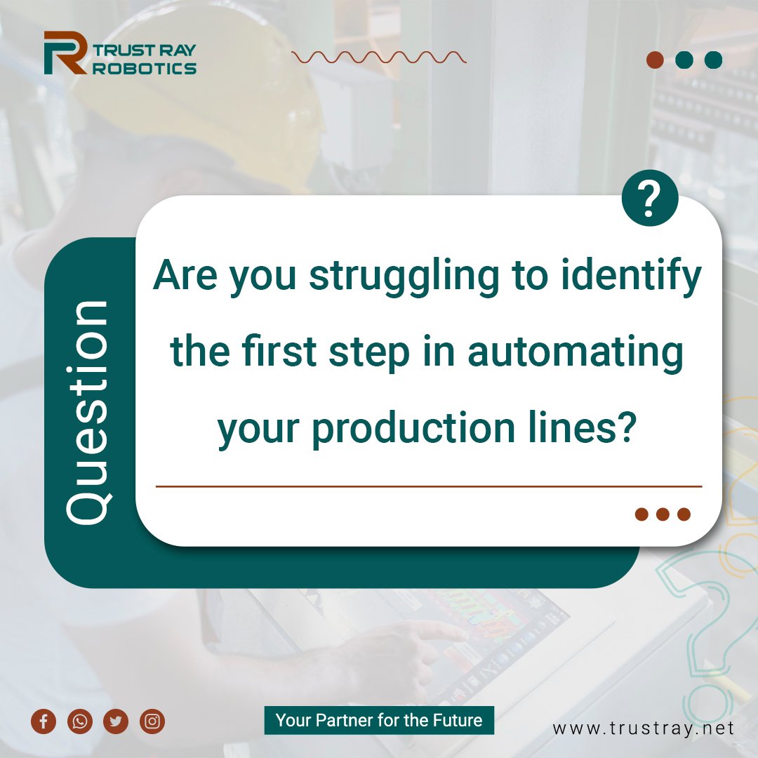 TrustRayRobotic's tweet image. Answer:
Start by analyzing the processes that consume the most time and resources. Set a clear goal for automation, such as improving efficiency or reducing costs. Consult automation experts to evaluate your factory and propose the most suitable solutions, step by step.